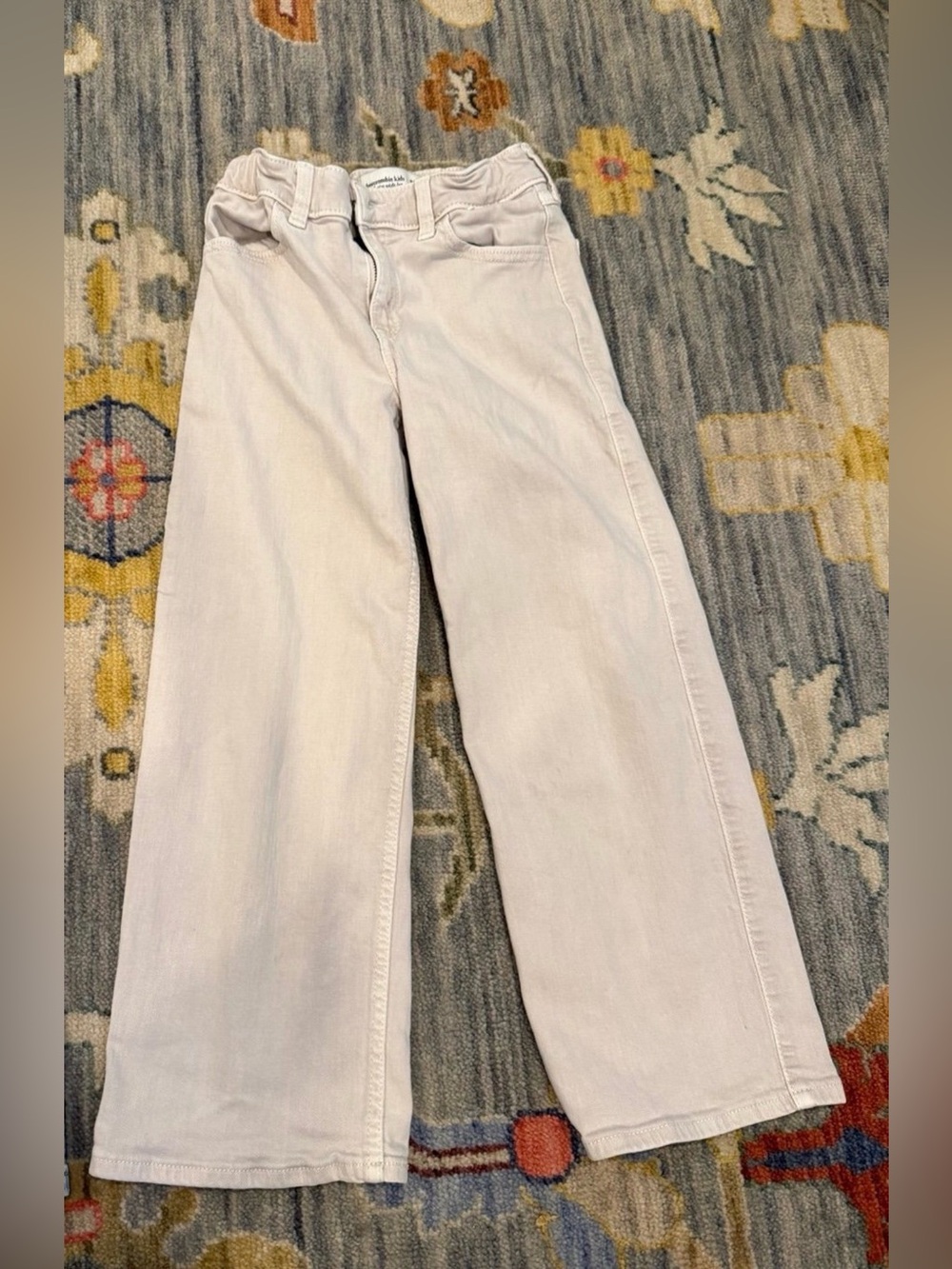 Abercrombie kids high rise wide leg jeans natural cream 9/10 short